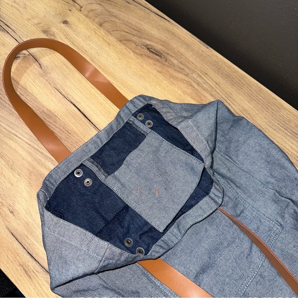 El Tosoro tequila tote bag denim leather gold pockets - Picture 5 of 11